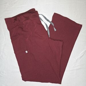 Figs Scrubs Pants Women Straight Leg Cargo XL maroon